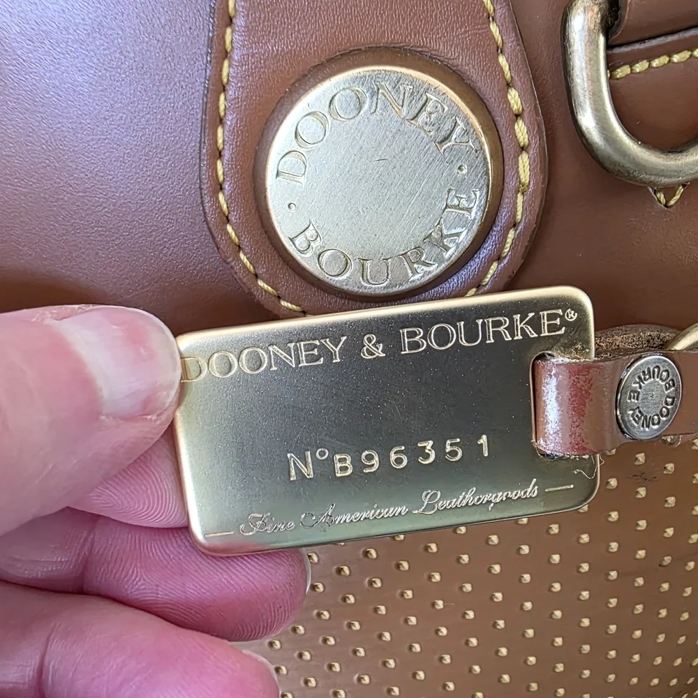 Vintage Dooney & Bourke Essex Satchel In Tan Leather With Gold Hardware